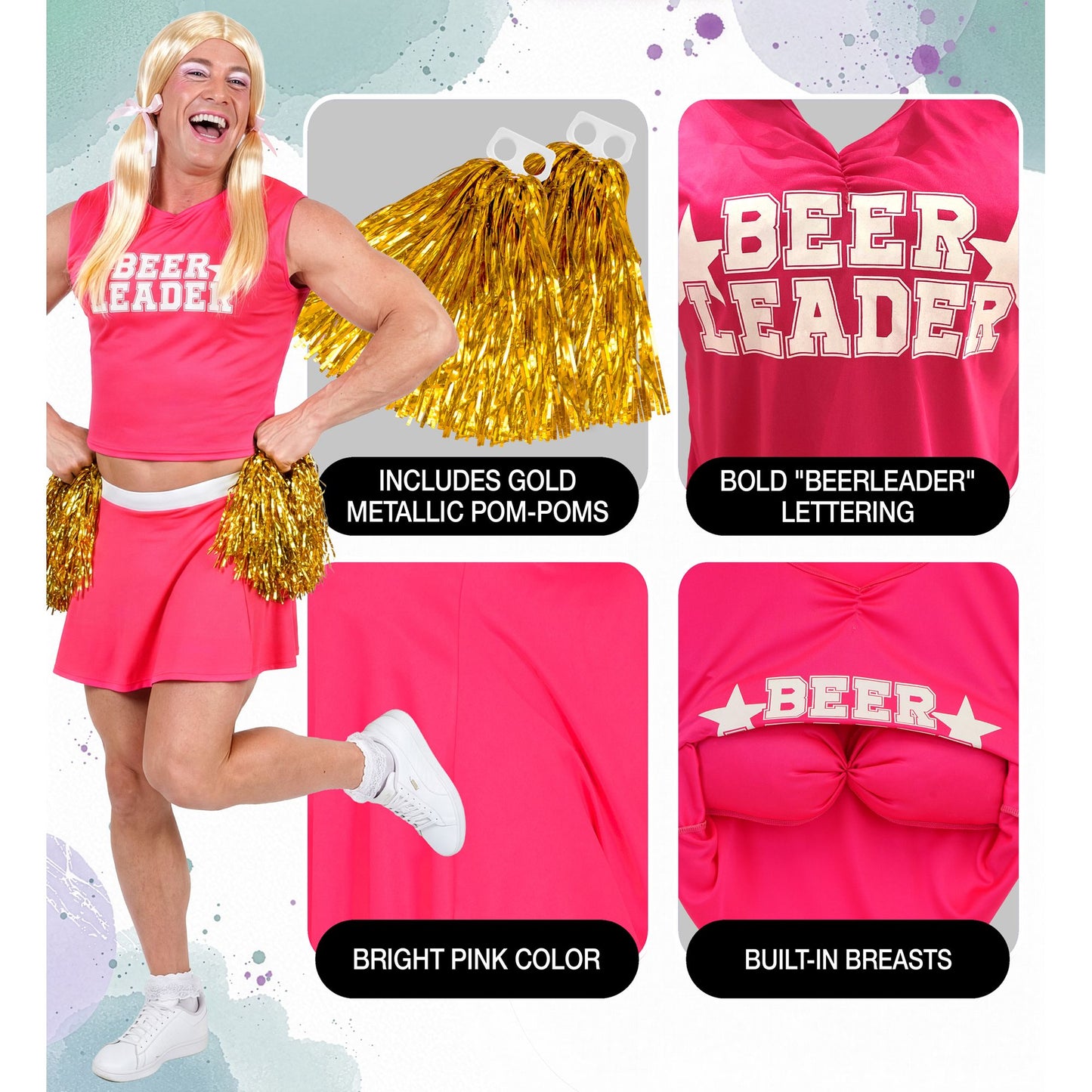 "BEER LEADER" (Top mit Brüsten, Rock, Pompons) – Ansicht 7