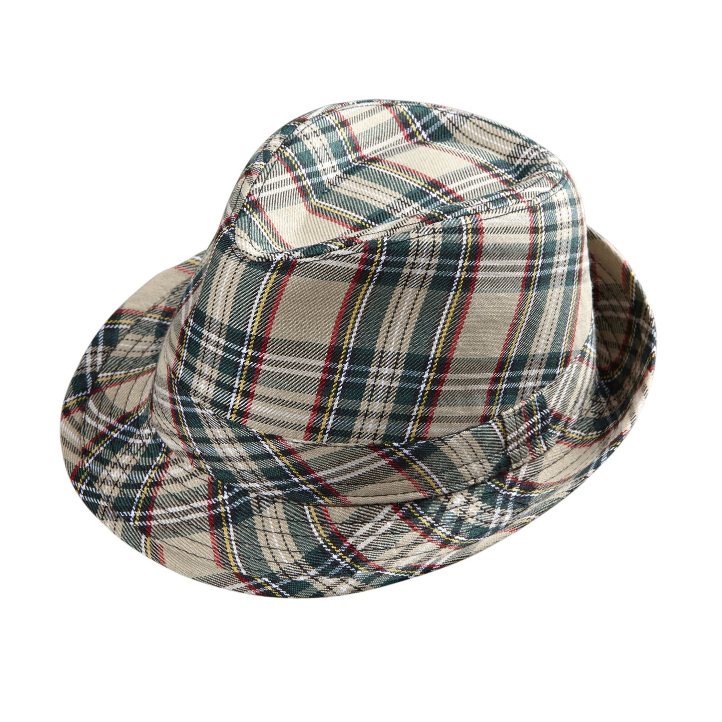 "BEIGEFARBENER TARTANFEDORA" – Vorderansicht