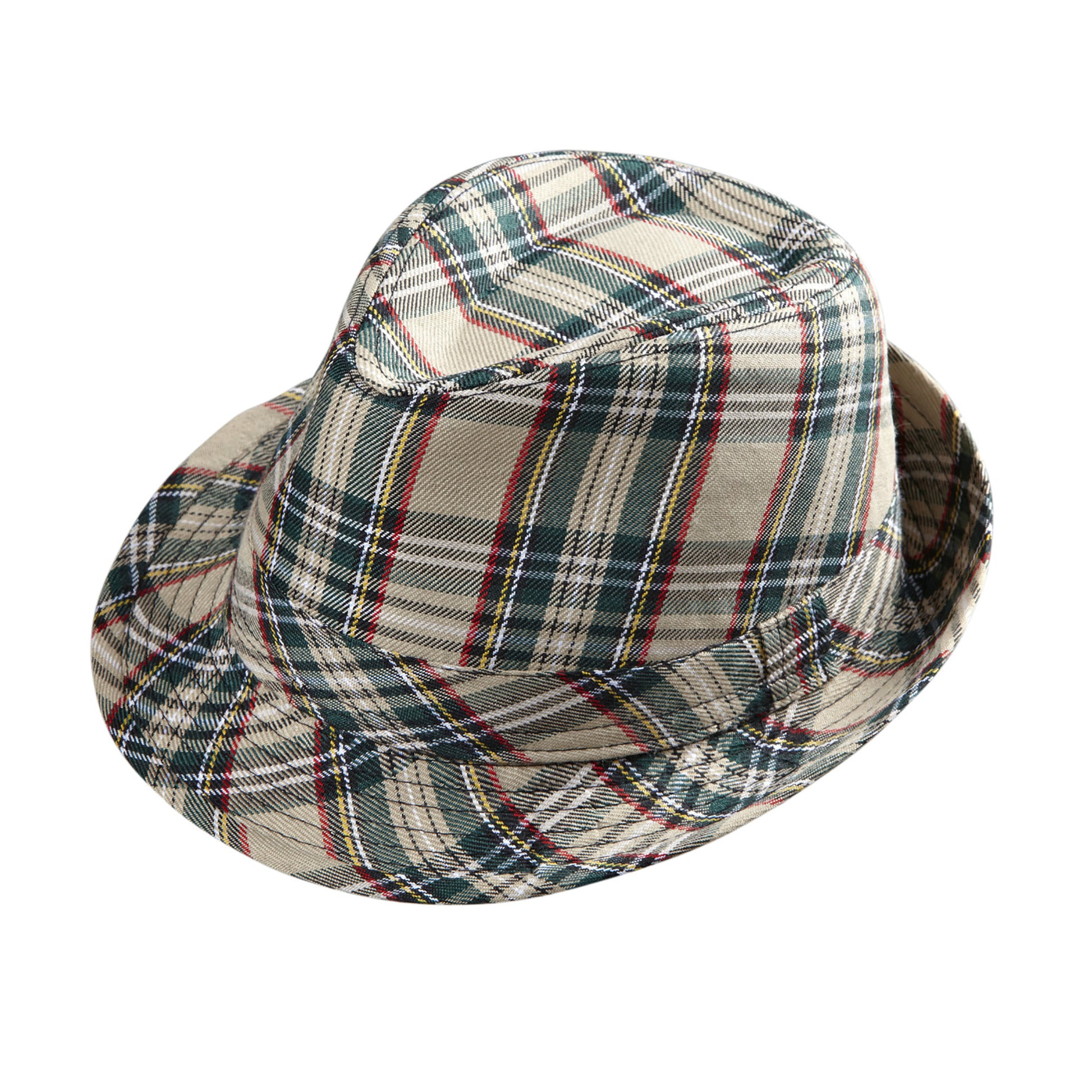 "BEIGEFARBENER TARTANFEDORA" – Vorderansicht