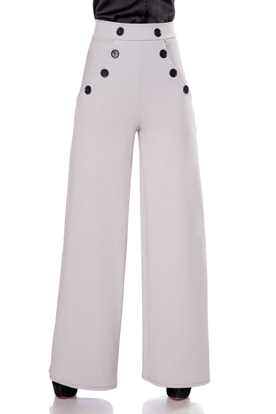 Marlenehose Grau Elastisch – Belsira Damenhose mit Hohem Bund - Fasnacht24.ch – Detailansicht