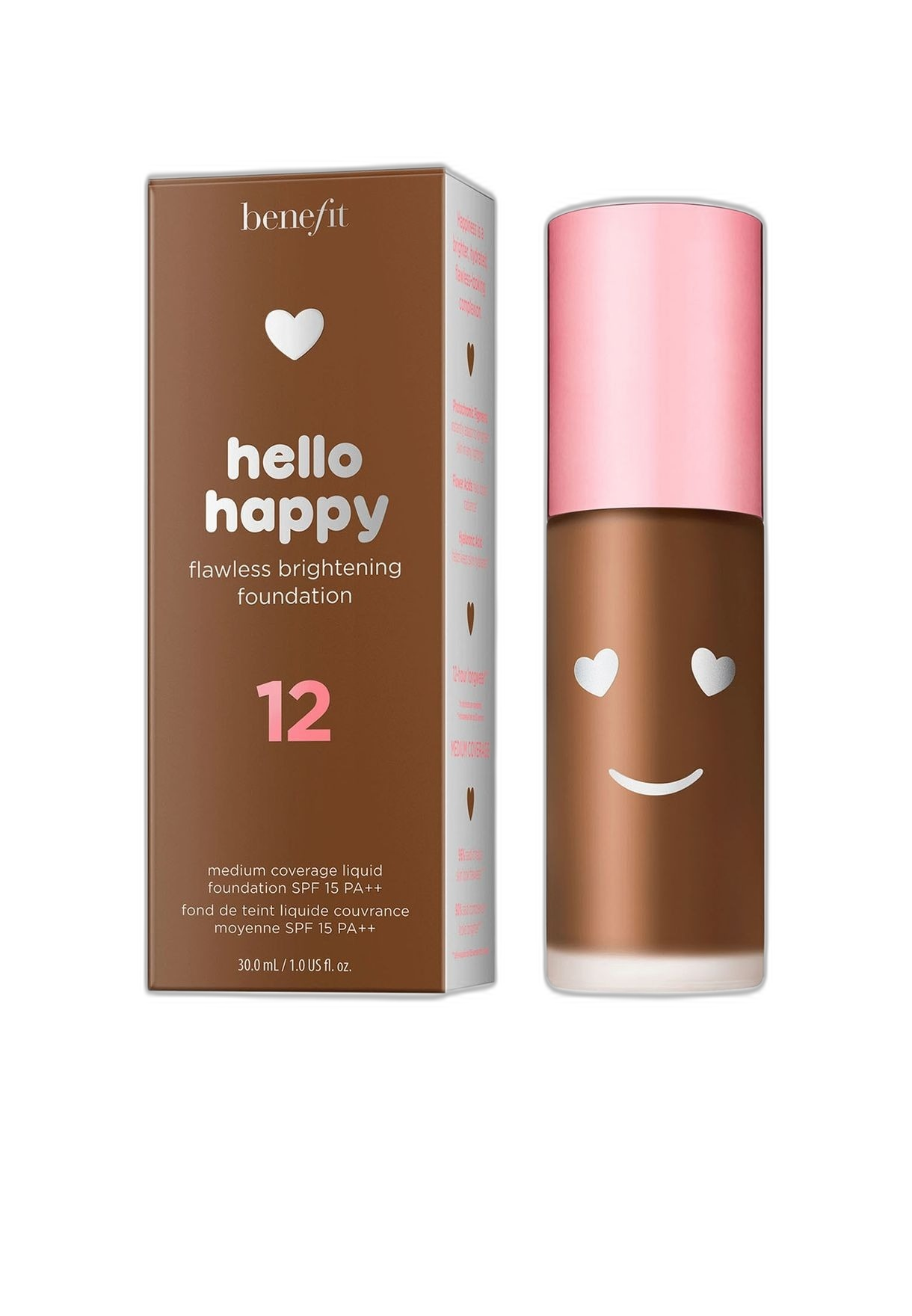Benefit, Hello Happy, Aufhellung, Flüssige Grundierung, 12, Tiefes Warm, SPF 15, 30 ml