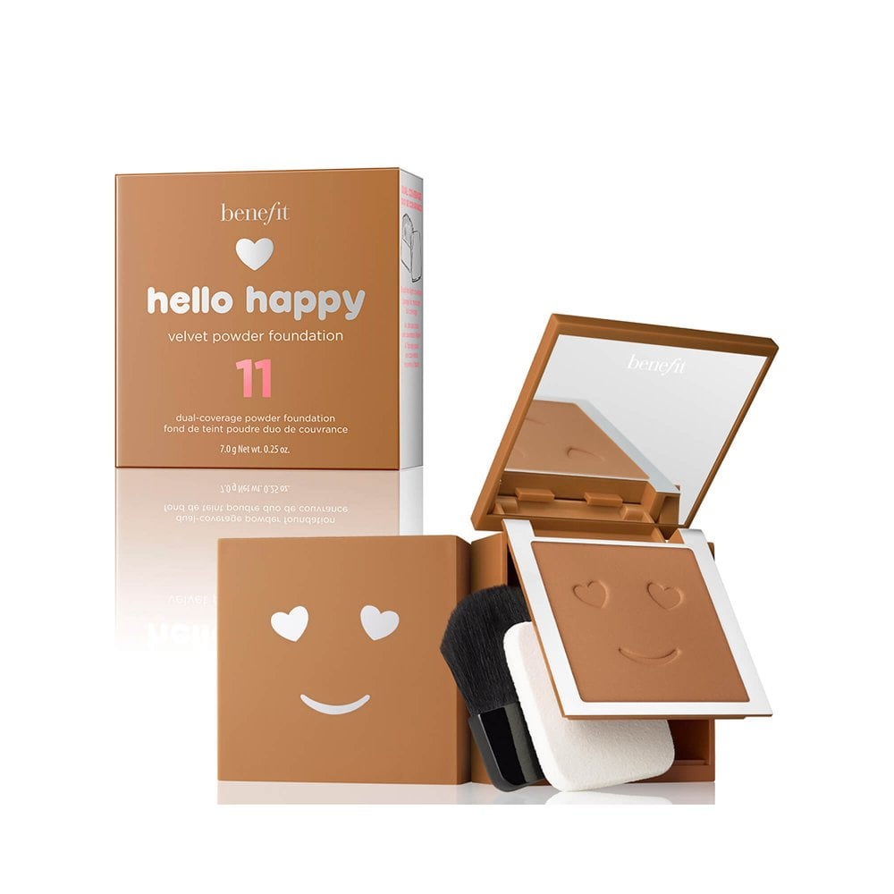 Benefit, Hello Happy Velvet, Mattes Finish, Kompakt-Foundation, 11, Dunkel Neutral, 7 g