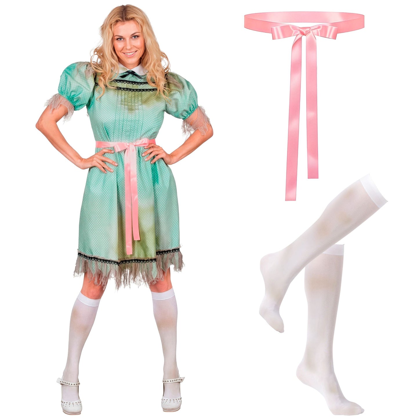 "BESESSEN" (Kleid, Gürtel, Strümpfe) – Detailansicht