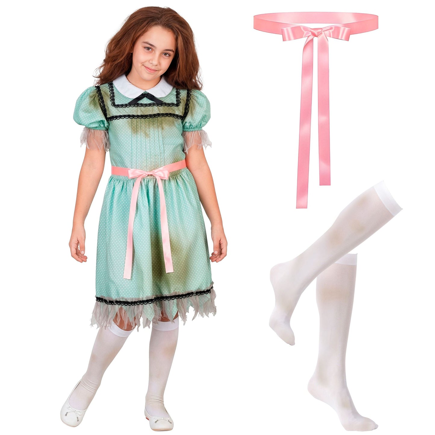"BESESSEN" (Kleid, Gürtel, Strümpfe) – Detailansicht