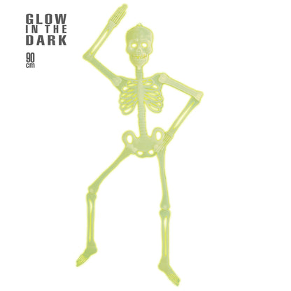 "BEWEGLICHES 3D GLOW IN THE DARK SKELETT 3D" 92 cm – Vorderansicht