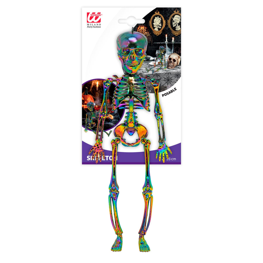 "BEWEGLICHES SKELETT METALLIC REGENBOGEN" 28 cm – Detailansicht
