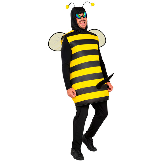 "BIENE MIT STACHEL" (Robe mit Kapuze, Flügel, Brille) – Vorderansicht