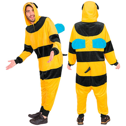 Widmann Biene Plüsch Kostüm Overall Onesie mit Kapuze Gelb – Detailansicht