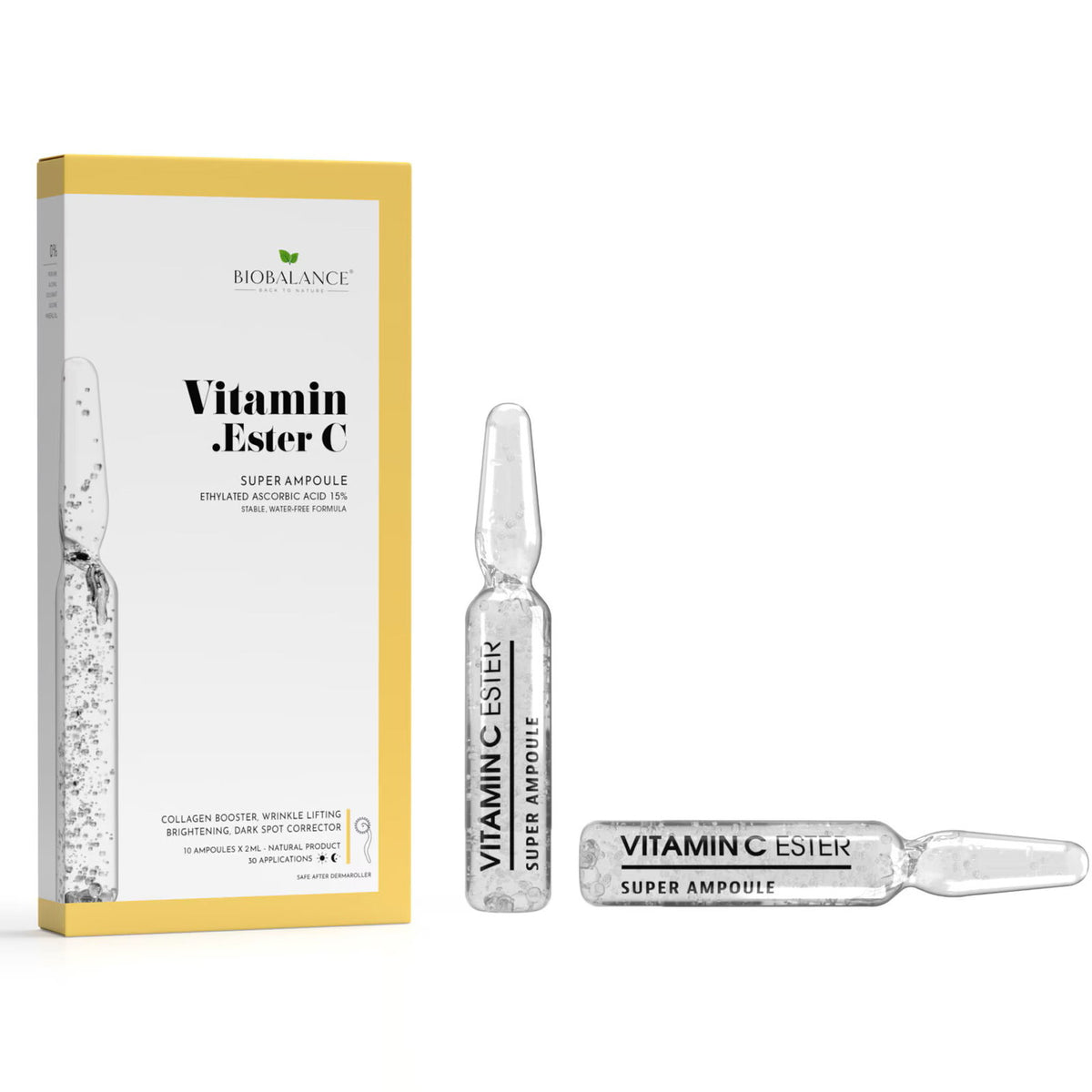 Bio Balance, Vitamin Ester C, Brightening & Lifting, Tag & Nacht, Ampullen Behandlungsserum, Wrinkles & Dullness & Uneven Skin Tone, Für das Gesicht, Für Frauen, 10 stk., 2 ml