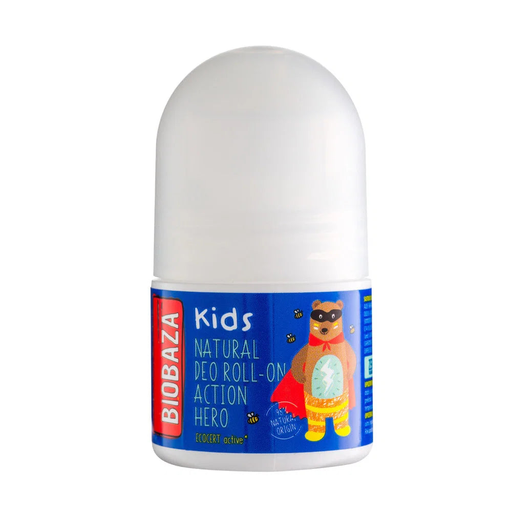 Biobaza, Action Hero, Natürliche Inhaltsstoffe, Erfrischend, Zitrus, Deodorant-Roll-On, Für Jungen, 30 ml