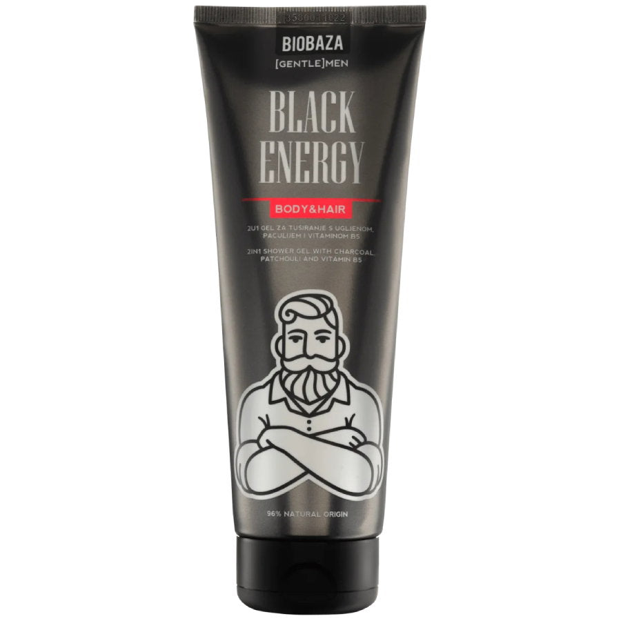 Biobaza, Black Energy, Duschgel & Shampoo 2-in-1, Holzkohle, 220 ml