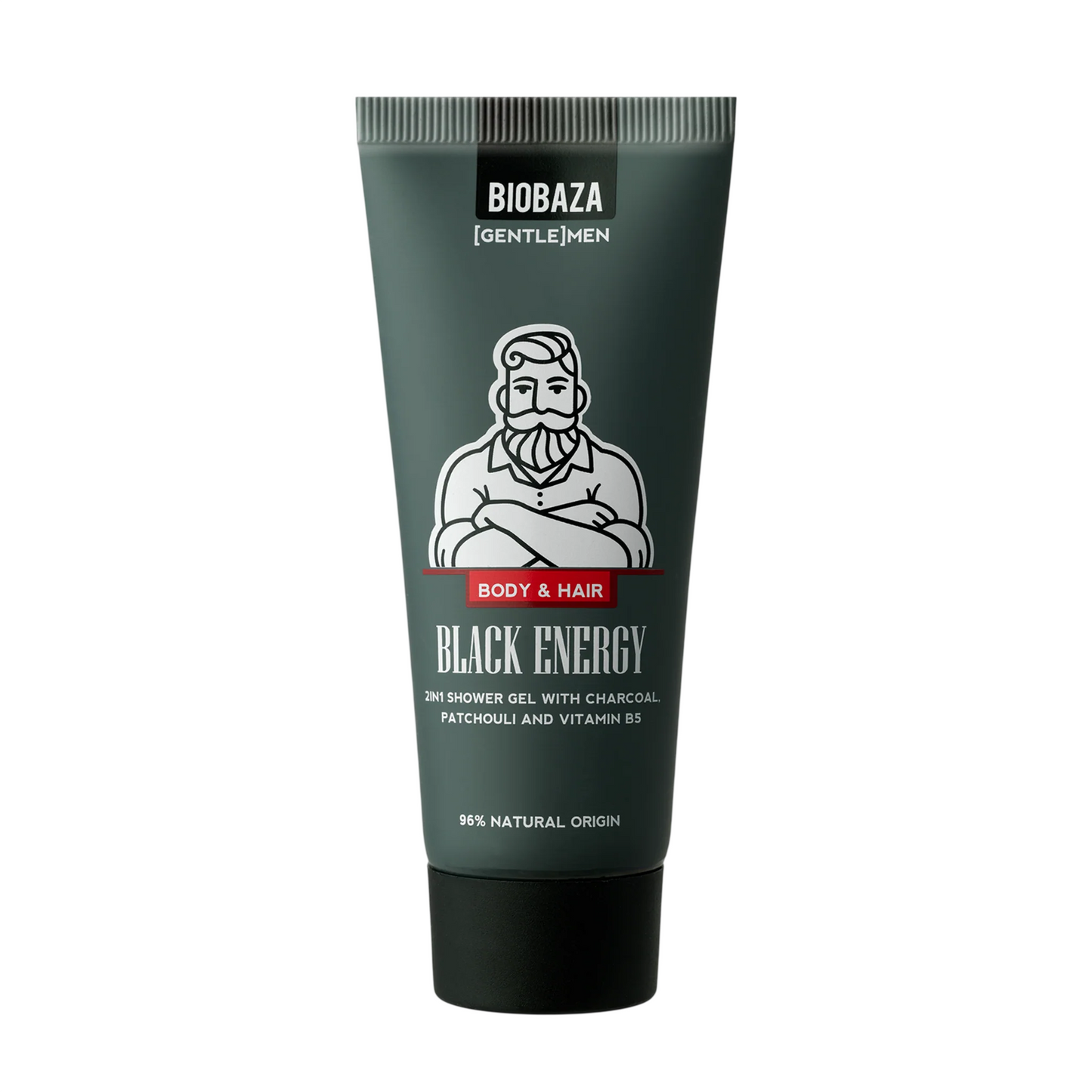 Biobaza, Black Energy, Duschgel & Shampoo 2-in-1, Holzkohle, 30 ml