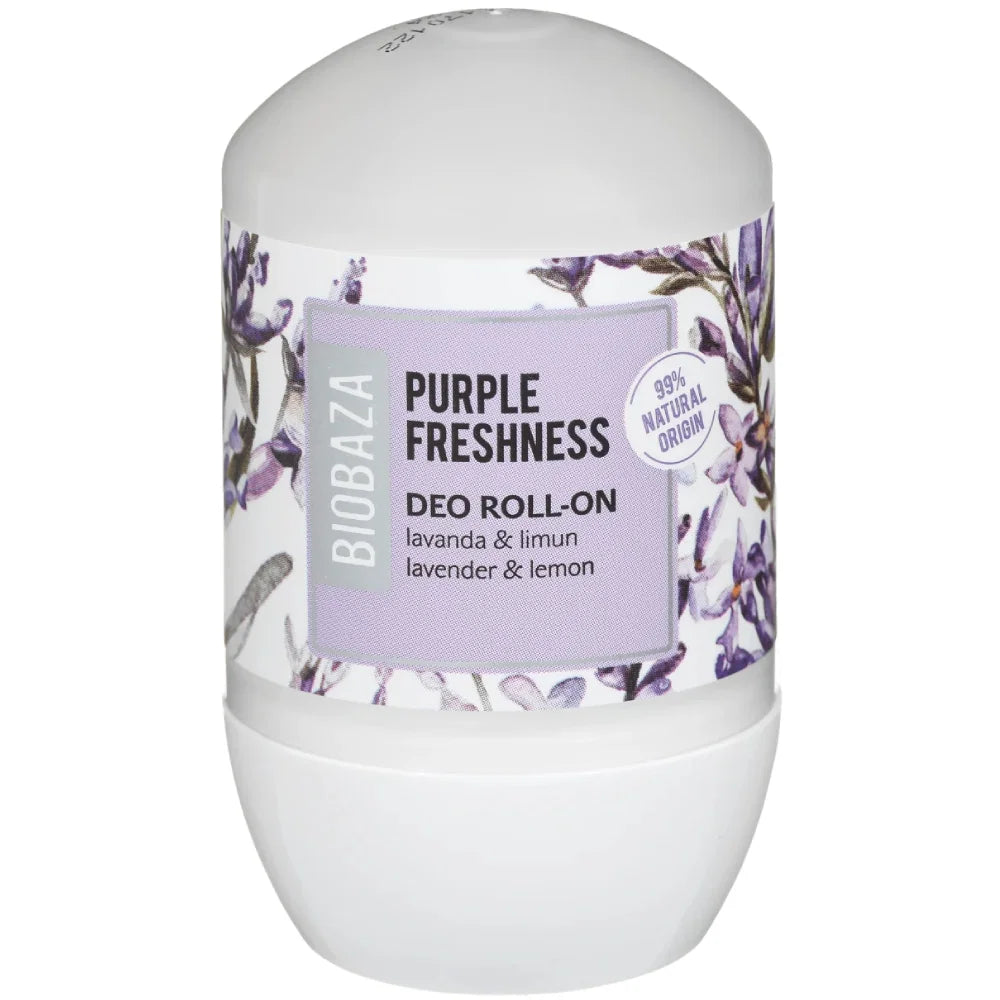 Biobaza, Purple Freshness, Natürliche Inhaltsstoffe, Erfrischend, Floral & Citrus, Deodorant-Roll-On, Für Frauen, 50 ml