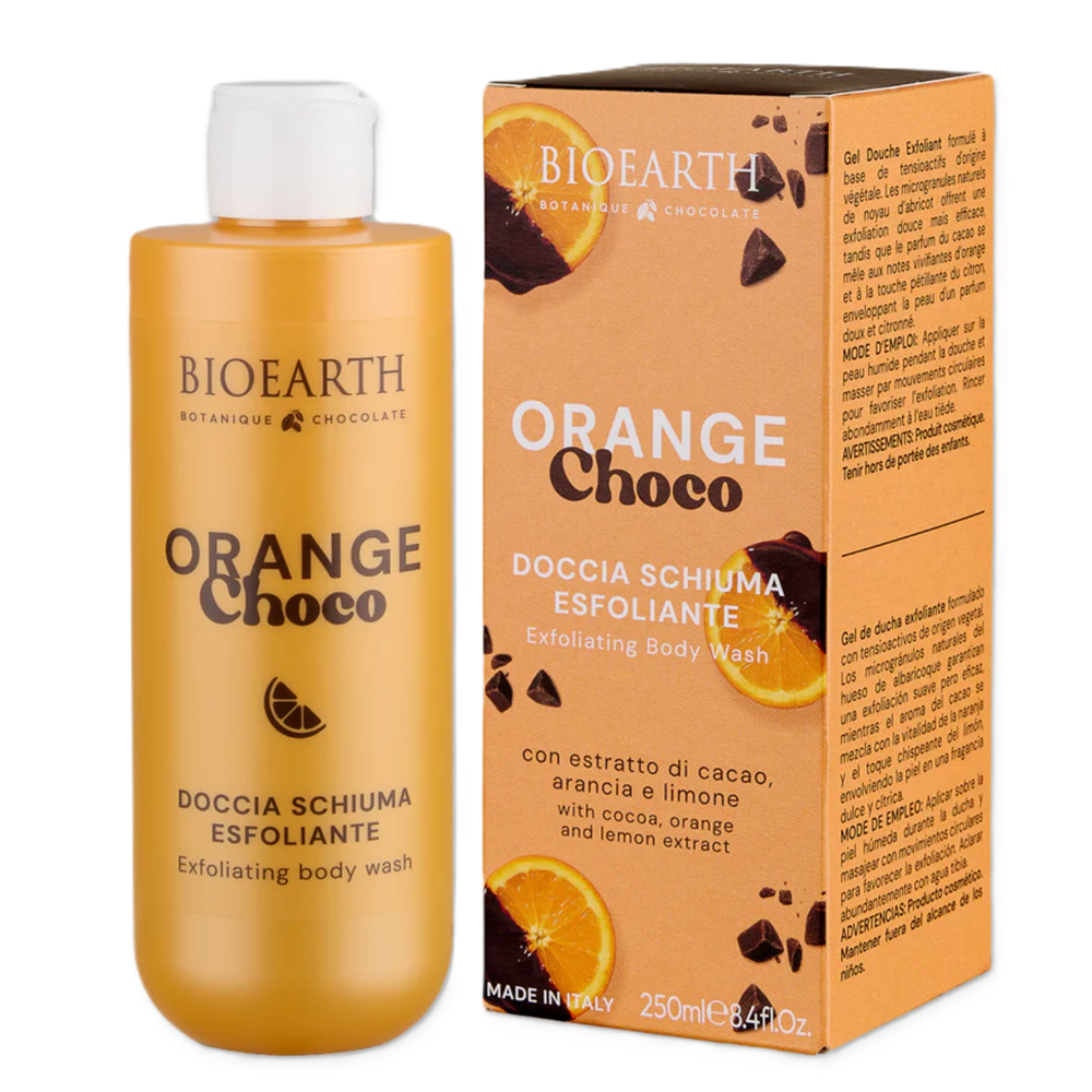 Bioearth, Orange Choco, Cleansing & Exfoliating, Duschgel, Für alle Hauttypen, 250 ml