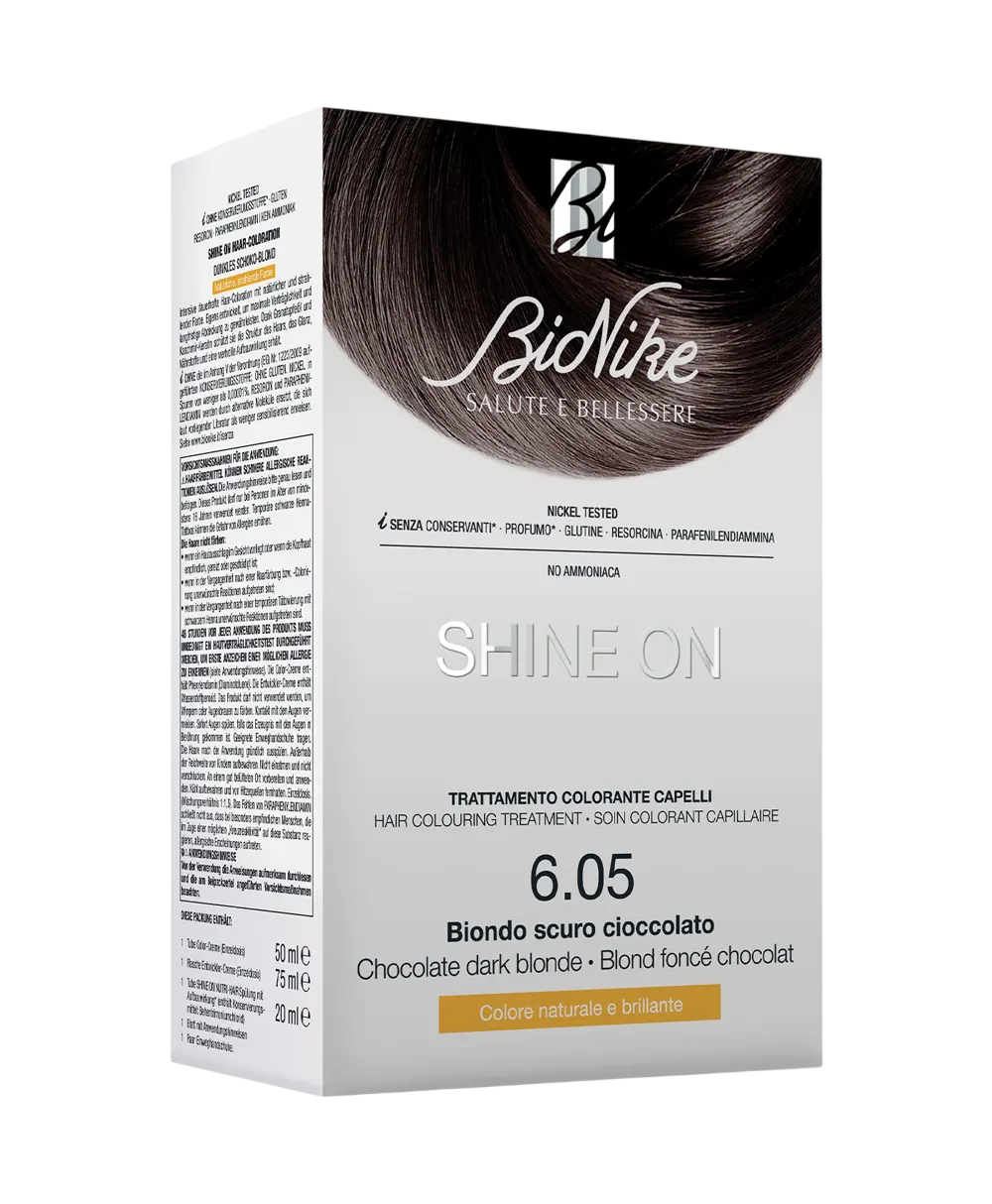 BioNike, Shine On, Permanent Hair Dye, 6.05 Dark Chocolate Blonde, 145 ml