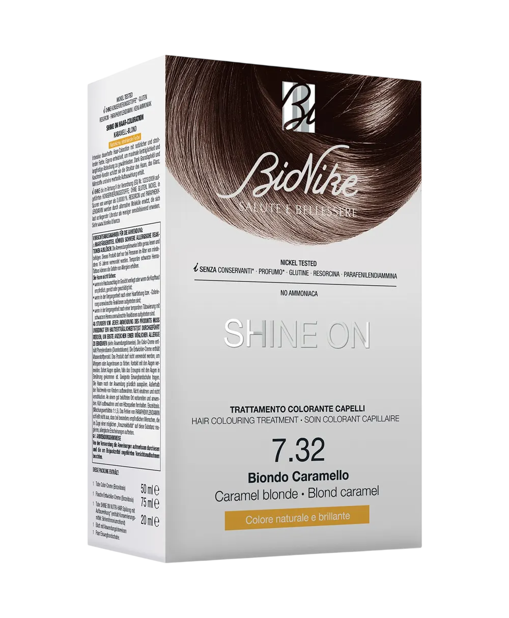 BioNike, Shine On, Permanent Hair Dye, 7.32 Caramel Blonde, 145 ml