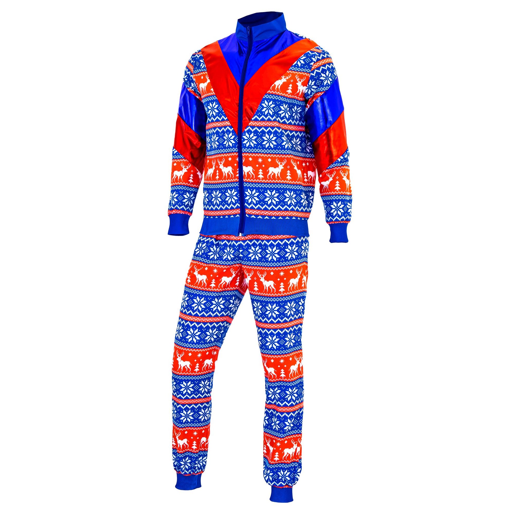 "BLAU-ROTER MERRY CHRISTMAS PARTY FASHION TRAININGSANZUG" (Oberteil, Hose) – Ansicht 4