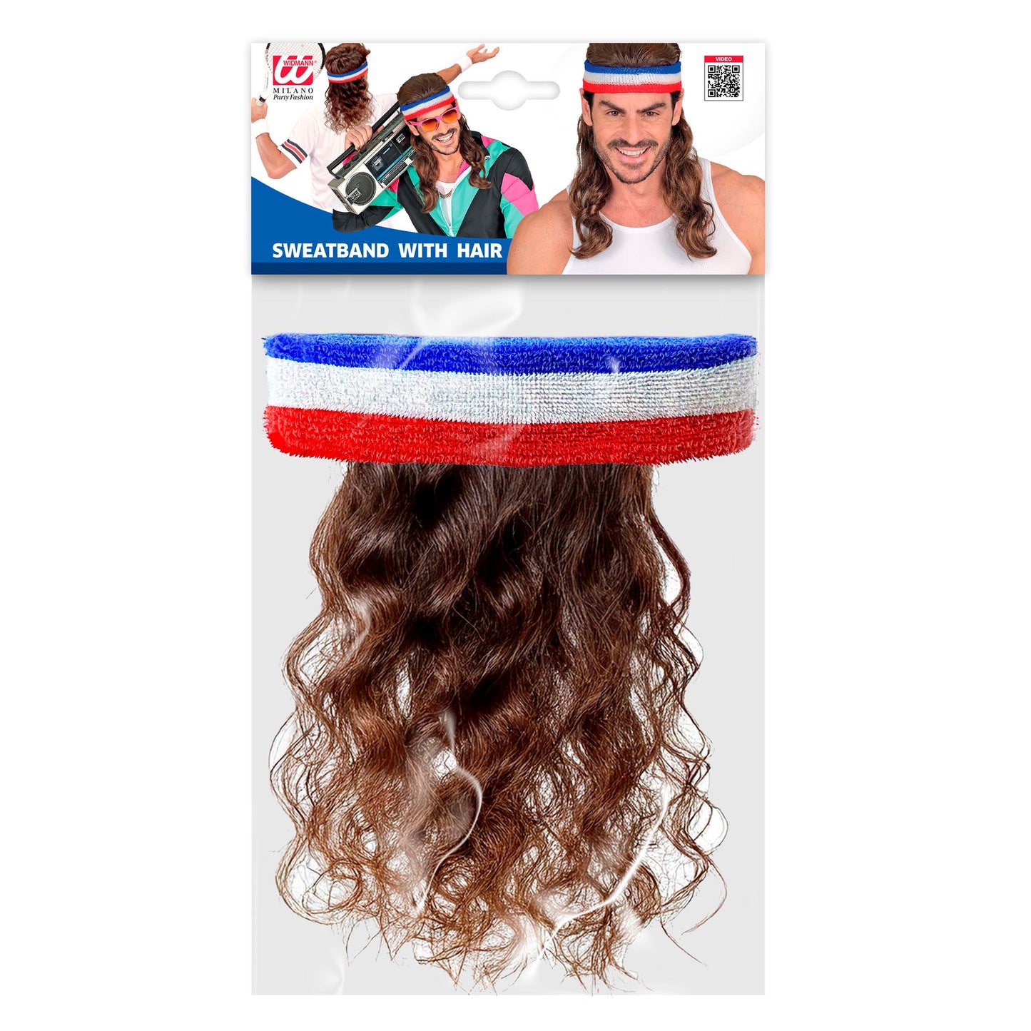 "BLAU-WEIß-ROTES STIRNBAND MIT HAAREN" – Detailansicht