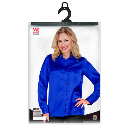 "BLAUE 70s DISCO BLUSE" aus Satin – Ansicht 3