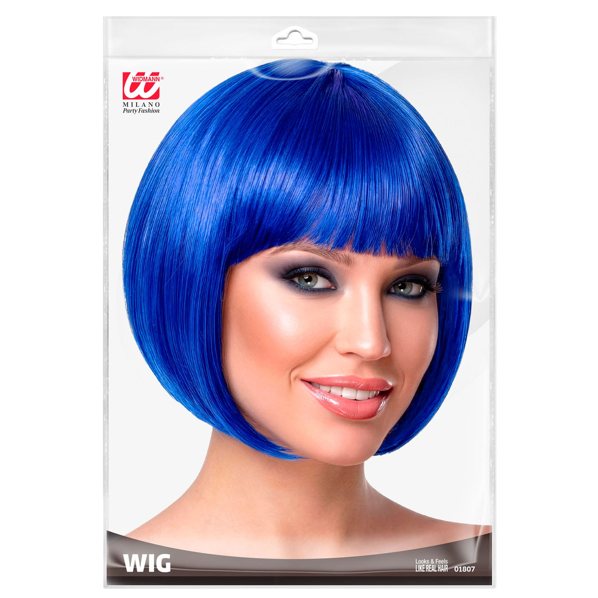 "BLAUE CHANEL PERÜCKE" in Polybag – Detailansicht