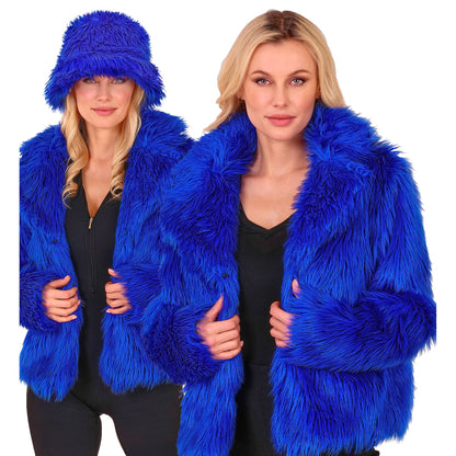"BLAUE DAMEN PLÜSCHJACKE" – Vorderansicht