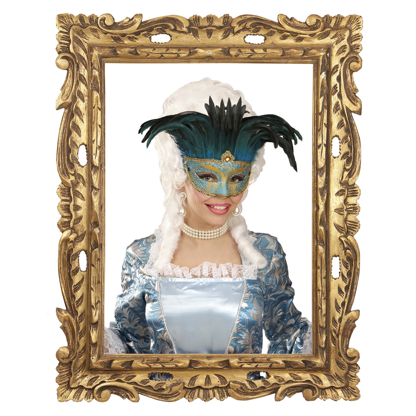 "BLAUE MASKE CONTESSA, DEKORIERT, EDELSTEIN UND FEDERN" – Ansicht 4