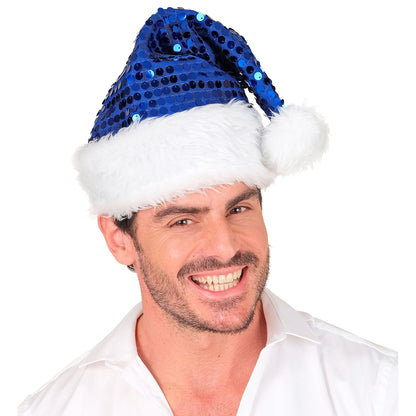 "BLAUE WEIHNACHTSMANNMÜTZE MIT PLÜSCH & PAILLETTEN" – Ansicht 5