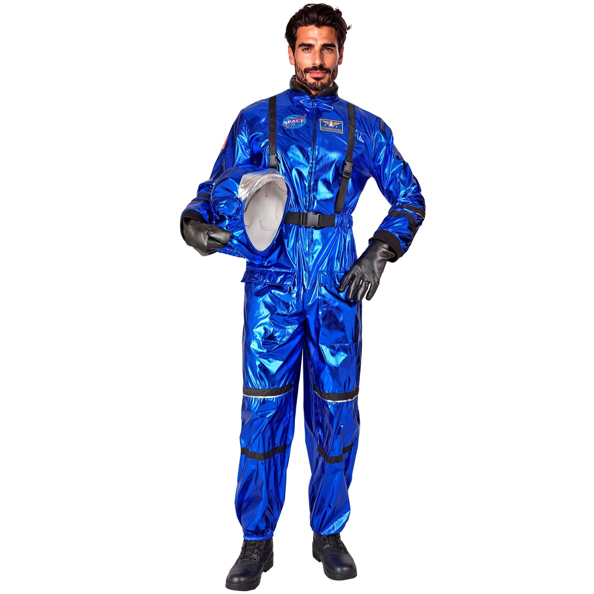 Widmann Blauer Astronaut Commander Kostüm mit Helm – Detailansicht