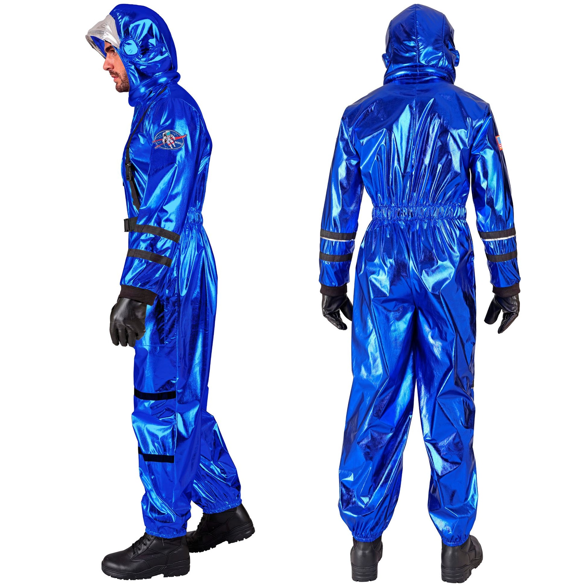 Widmann Blauer Astronaut Commander Kostüm mit Helm – Seitenansicht