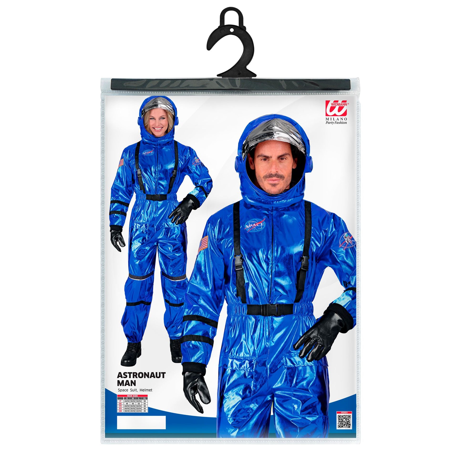 Widmann Blauer Astronaut Commander Kostüm mit Helm – Rückansicht