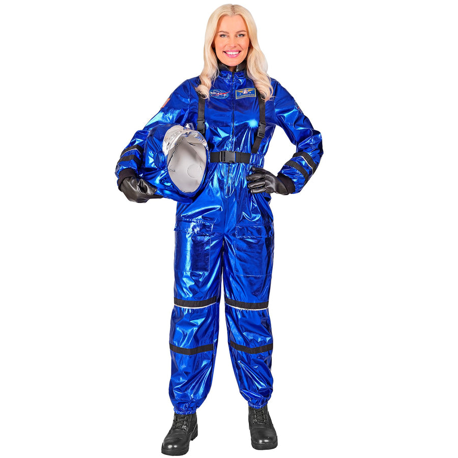 Widmann Blauer Astronaut Commander Kostüm mit Helm für Frauen – Detailansicht