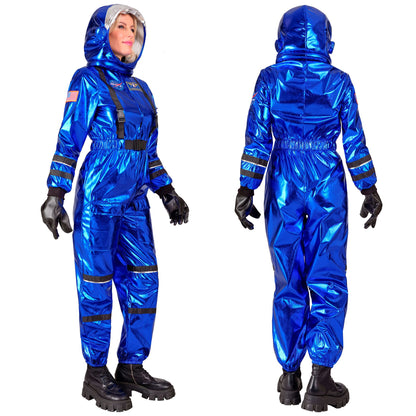 Widmann Blauer Astronaut Commander Kostüm mit Helm für Frauen – Seitenansicht