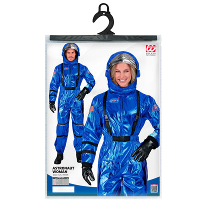 Widmann Blauer Astronaut Commander Kostüm mit Helm für Frauen – Rückansicht