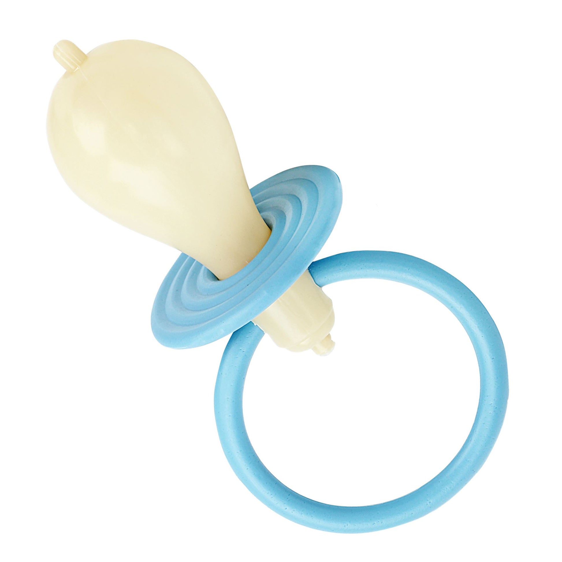 "BLAUER MAXISCHNULLER BABY MIT SOUND" 25 cm – Vorderansicht