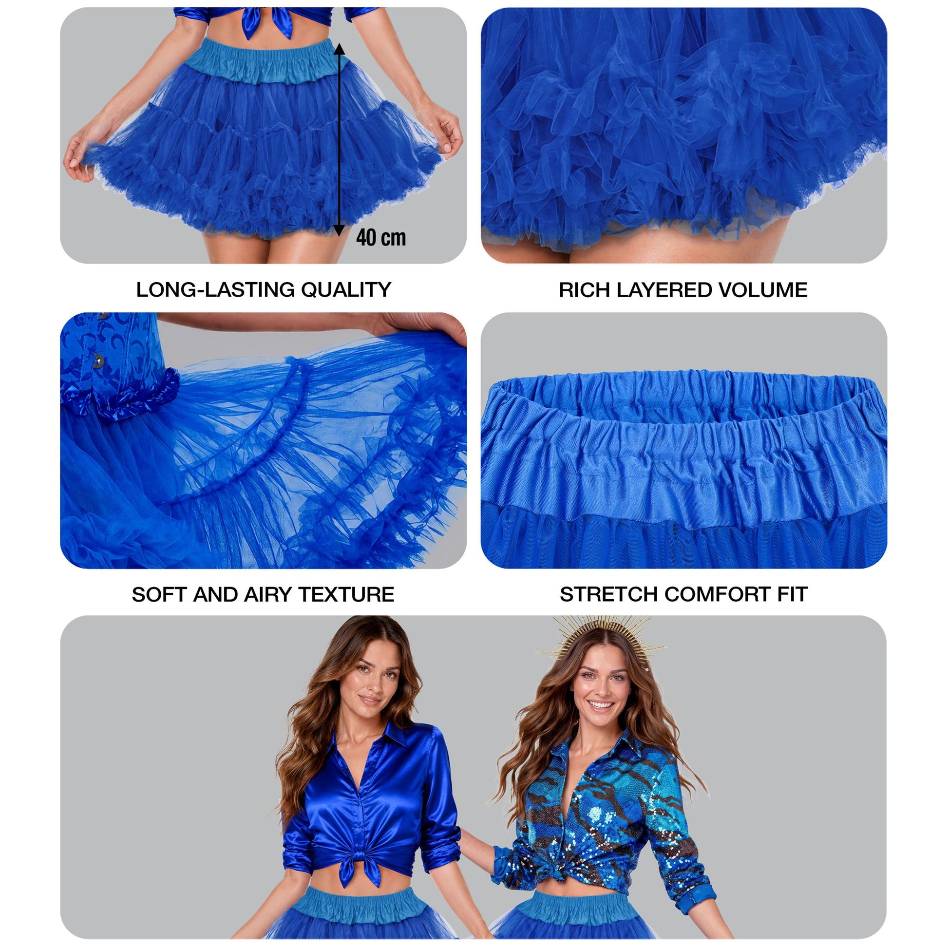 "BLAUER TUTU PETTICOAT" weicher mehrlagiger Tüll – Ansicht 5