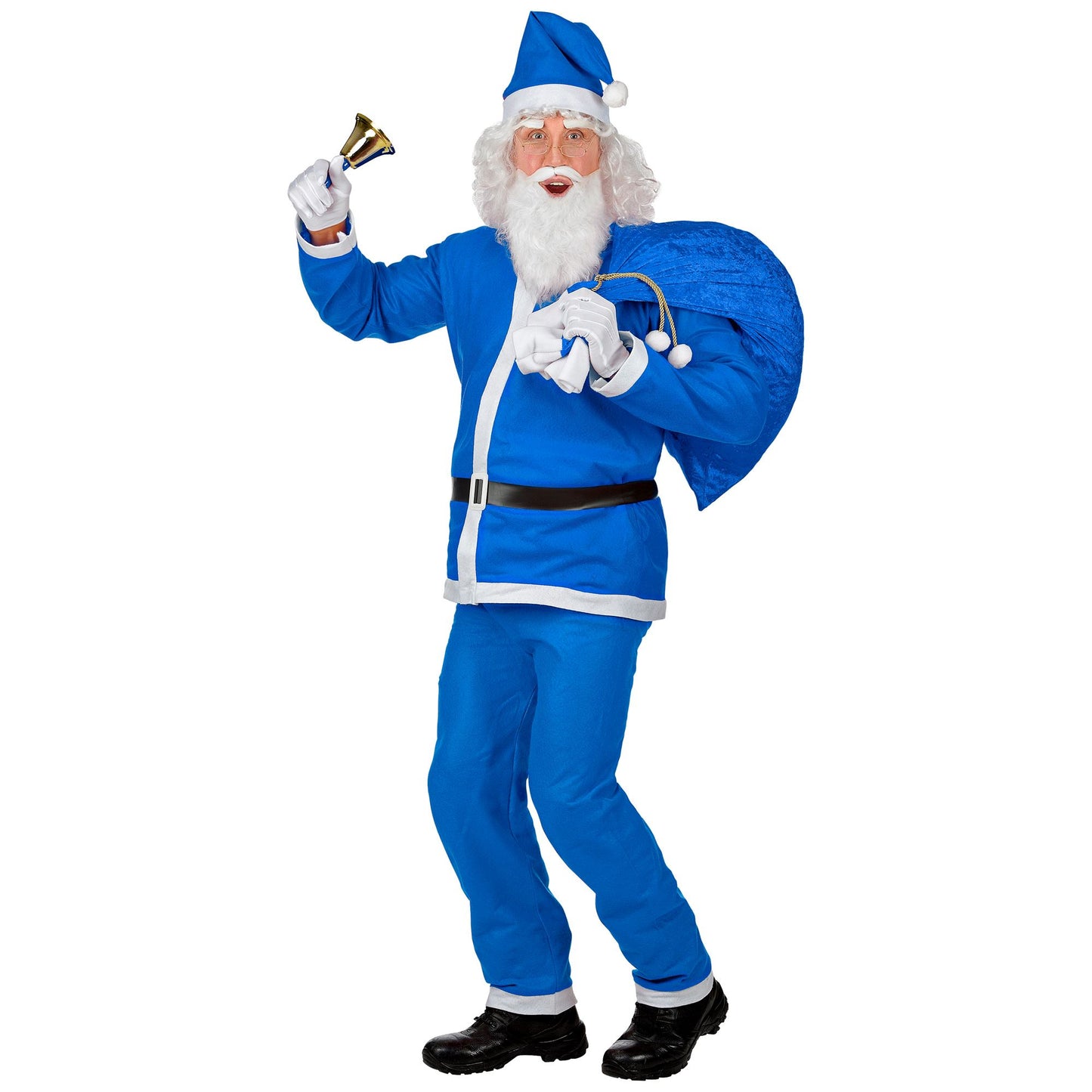 "BLAUER WEIHNACHTSMANN" (Kasack, Hose, Gürtel, Hut, Bart mit Schnurrbart) – Detailansicht