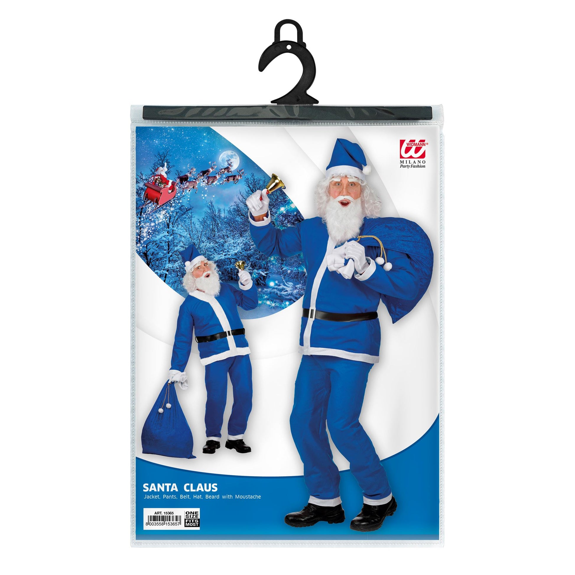 "BLAUER WEIHNACHTSMANN" (Kasack, Hose, Gürtel, Hut, Bart mit Schnurrbart) – Ansicht 3