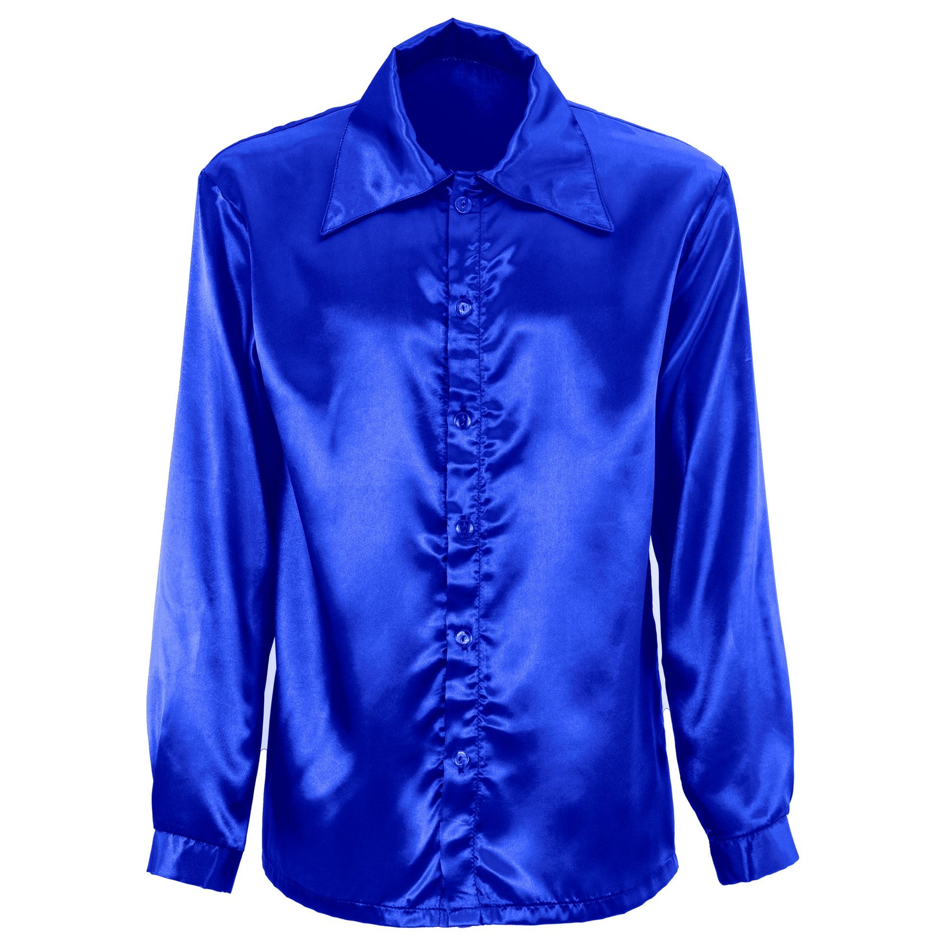 "BLAUES 70s DISCO HEMD" aus Satin – Ansicht 3