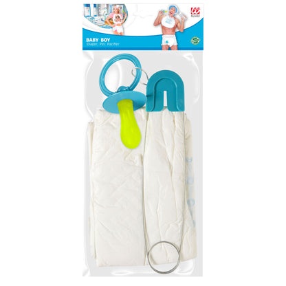 "BLAUES BABY SET" (Windel, Stecknadel, Schnuller) – Detailansicht
