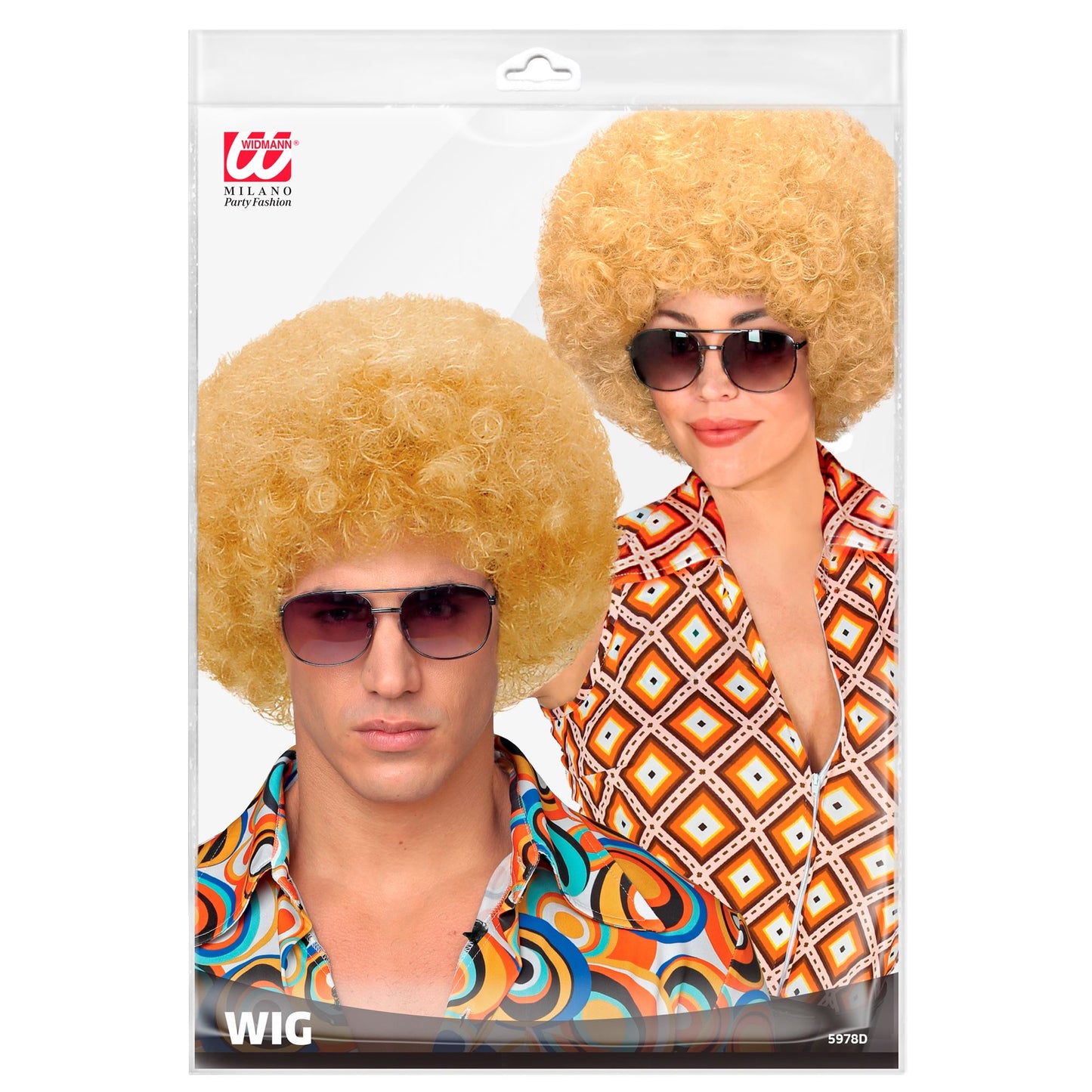 "BLONDE DISCO 70er JAHRE PERÜCKE UNISEX" in Polybag – Detailansicht
