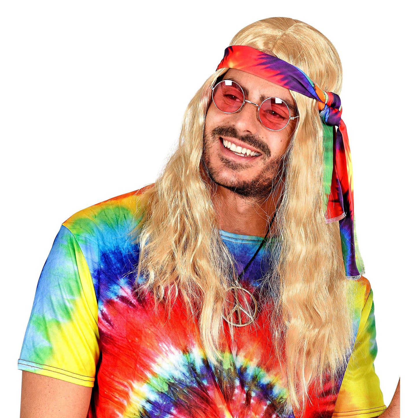 "BLONDE HIPPIEPERÜCKE MIT BATIK STIRNBAND" in Box – Ansicht 3