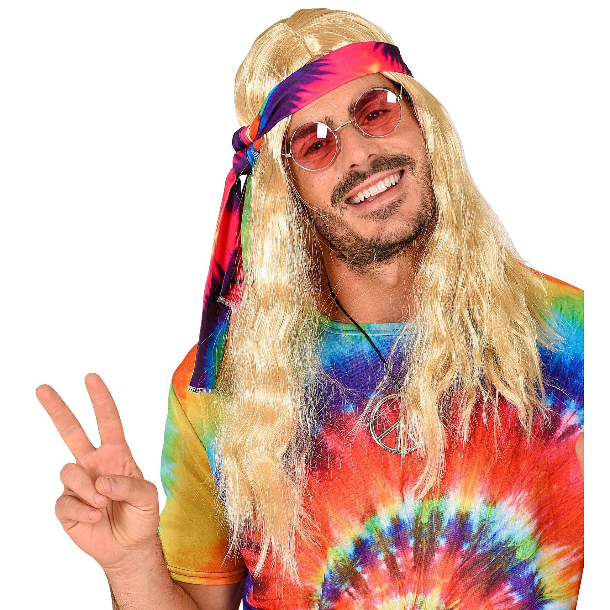 "BLONDE HIPPIEPERÜCKE MIT BATIK STIRNBAND" in Box – Ansicht 4