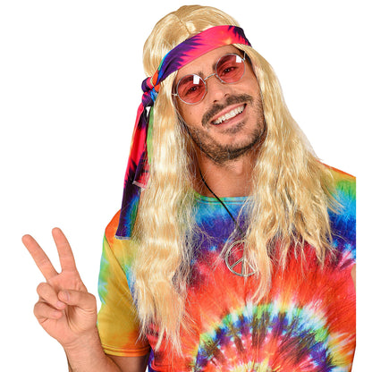 "BLONDE HIPPIEPERÜCKE MIT BATIK STIRNBAND" in Box – Ansicht 4