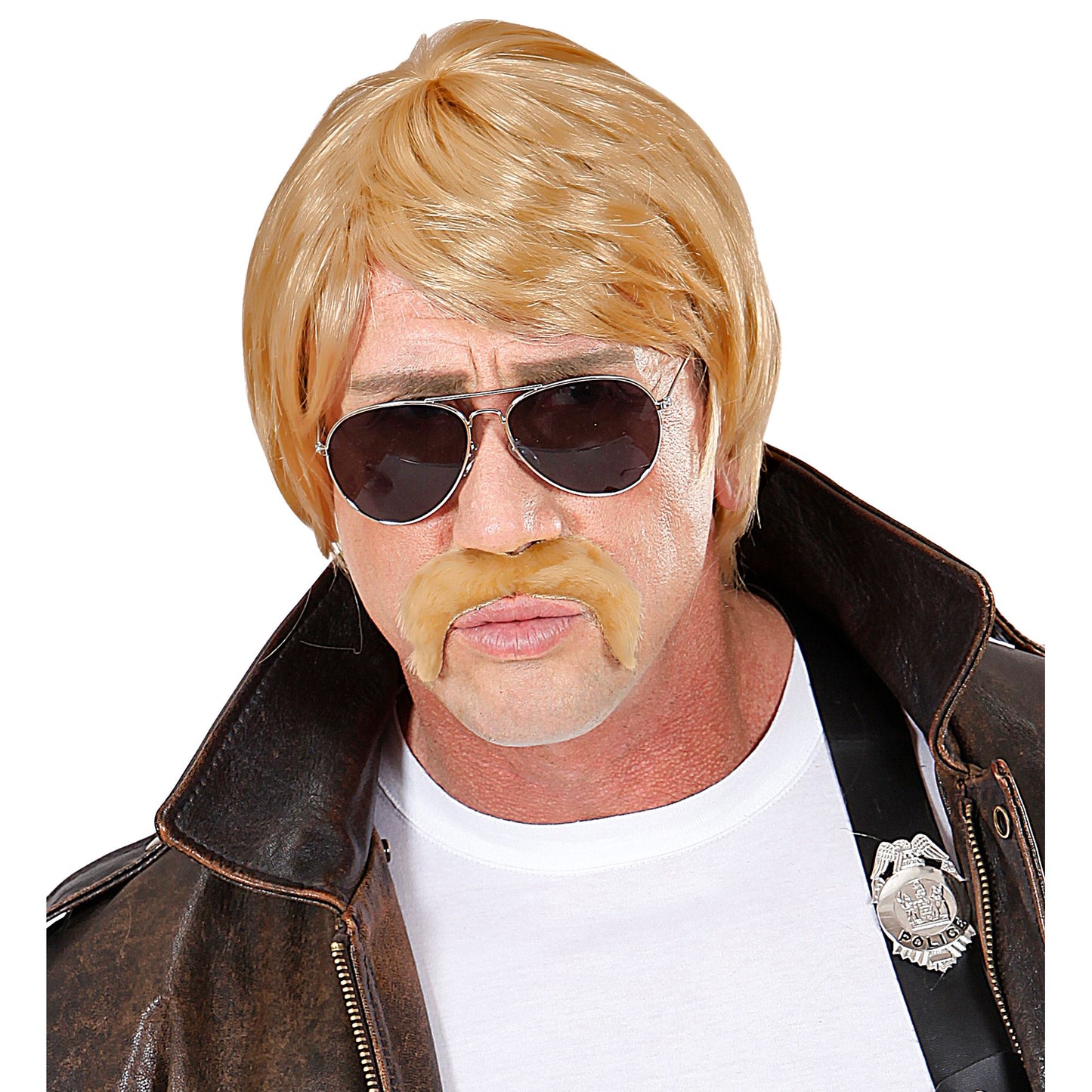 "BLONDE PERÜCKE GEHEIMAGENT MIT SCHNURBRART UND SONNENBRILLE" in Box – Ansicht 3