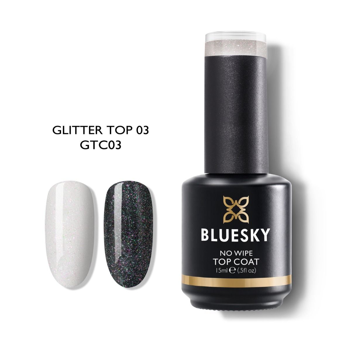 Bluesky, UV Glitter, Top Coat, Nail Polish, 03, 15 ml
