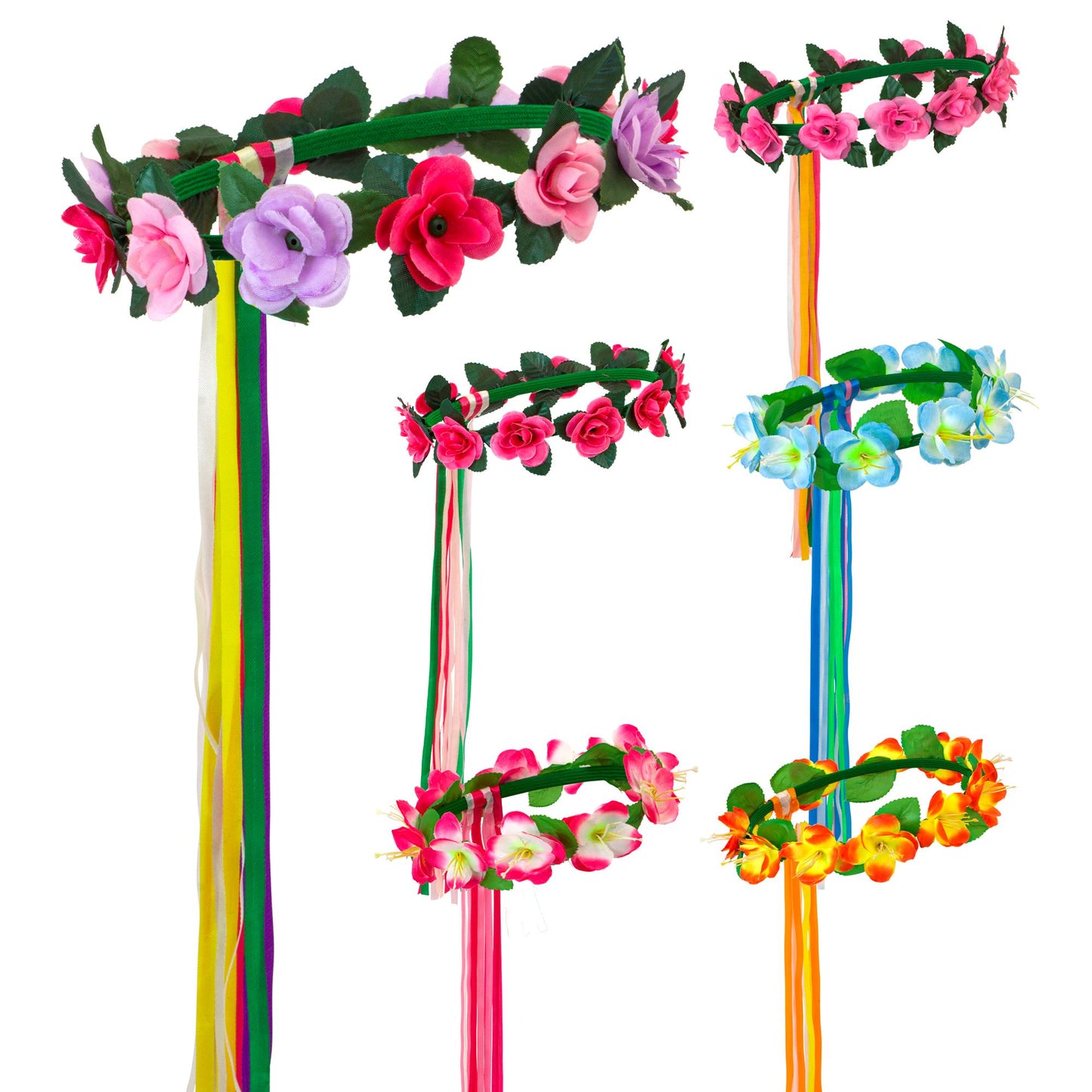 "BLUMENDIADEM UND BUNTEN BÄNDERN" in 6 Farben sort – Vorderansicht