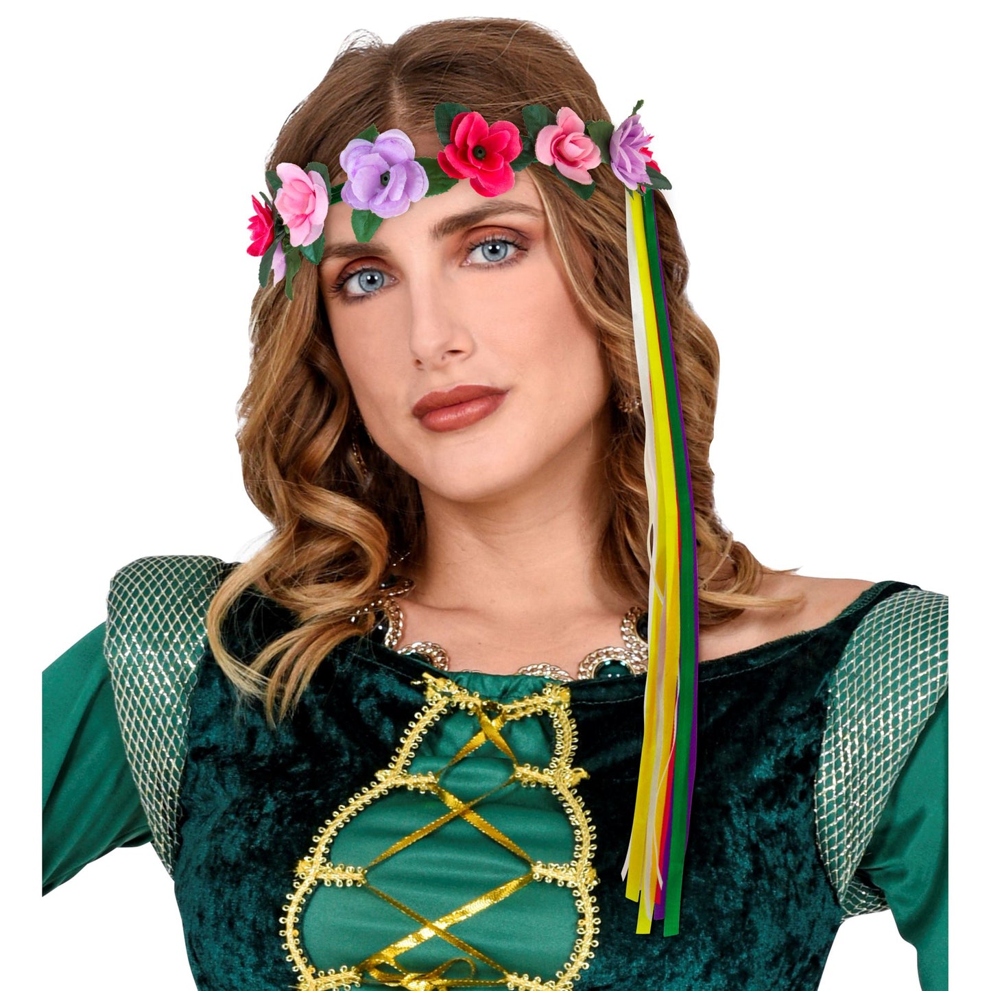 "BLUMENDIADEM UND BUNTEN BÄNDERN" in 6 Farben sort – Detailansicht
