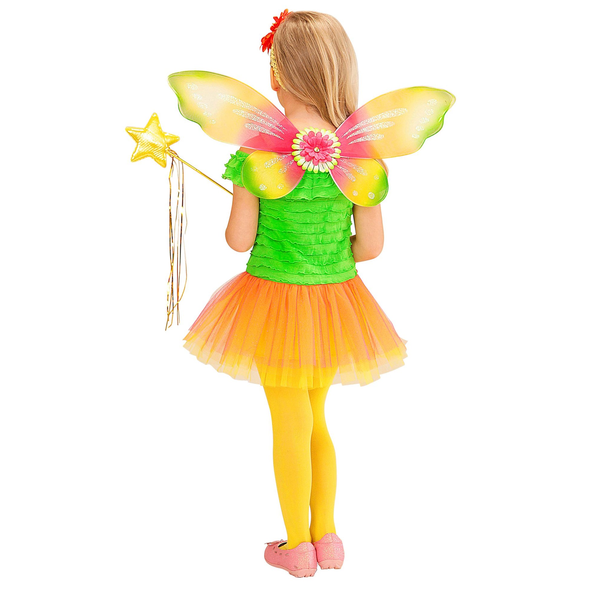 "BLUMENFEE" (Kleid, Flügel, Haarband mit Blume) – Detailansicht