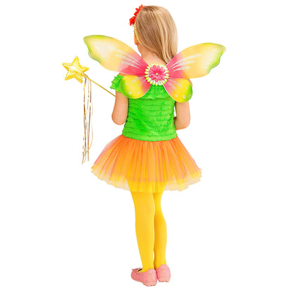 "BLUMENFEE" (Kleid, Flügel, Haarband mit Blume) – Detailansicht