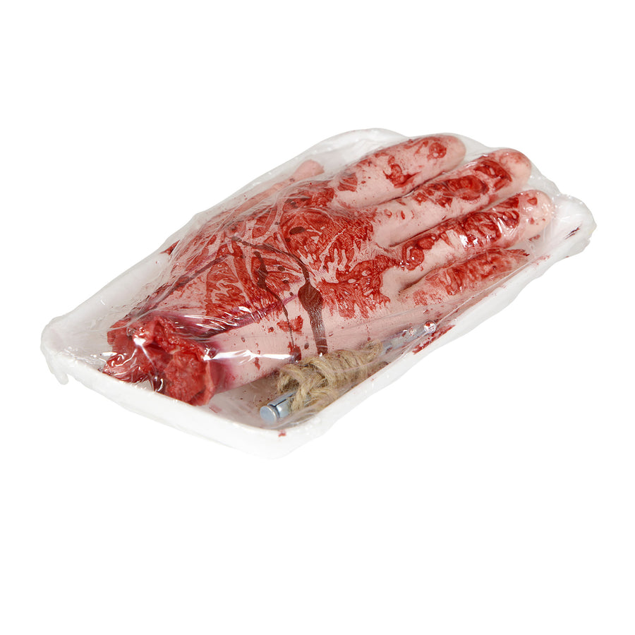 "BLUTIGE ABGESCHNITTENE HAND IN VERPACKUNG" – Detailansicht